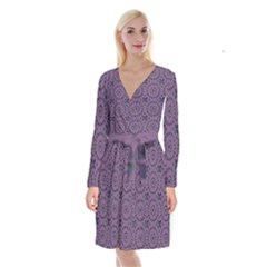 Kaleidoscope Scottish Violet Long Sleeve Velvet Front Wrap Dress by Mazipoodles