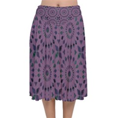 Kaleidoscope Scottish Violet Velvet Flared Midi Skirt by Mazipoodles