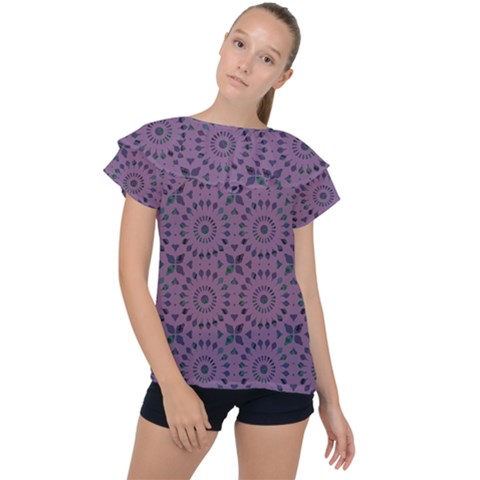 Kaleidoscope Scottish Violet Ruffle Collar Chiffon Blouse by Mazipoodles