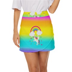 Unicorn Einhorn Licorne Mini Front Wrap Skirt by gasi