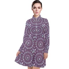 Kaleidoscope Plum Long Sleeve Chiffon Shirt Dress by Mazipoodles