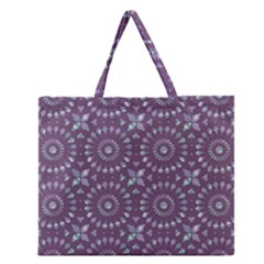 Kaleidoscope Plum Zipper Large Tote Bag by Mazipoodles