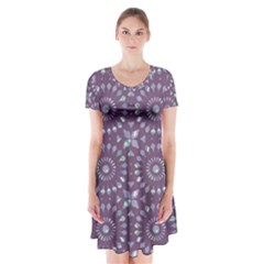 Kaleidoscope Plum Short Sleeve V-neck Flare Dress by Mazipoodles