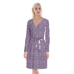 Kaleidoscope Plum Long Sleeve Velvet Front Wrap Dress by Mazipoodles