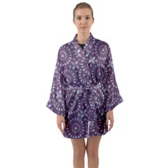 Kaleidoscope Plum Long Sleeve Satin Kimono by Mazipoodles