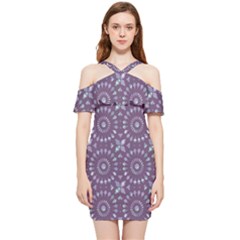 Kaleidoscope Plum Shoulder Frill Bodycon Summer Dress by Mazipoodles