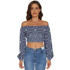 Kaleidoscope Deep Purple Long Sleeve Crinkled Weave Crop Top