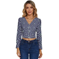 Kaleidoscope Deep Purple Long Sleeve V-neck Top