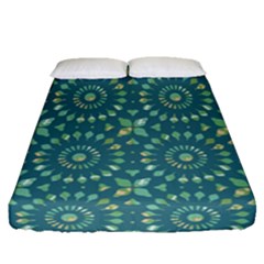 Kaleidoscope Hunter Green Fitted Sheet (queen Size) by Mazipoodles