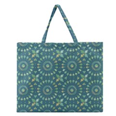 Kaleidoscope Hunter Green Zipper Large Tote Bag by Mazipoodles