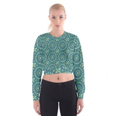 Kaleidoscope Hunter Green Cropped Sweatshirt by Mazipoodles