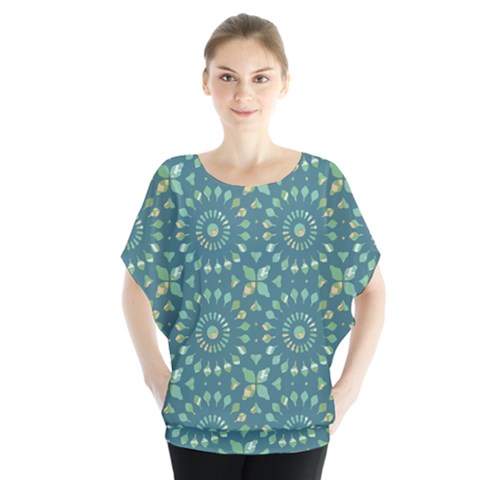 Kaleidoscope Hunter Green Batwing Chiffon Blouse by Mazipoodles