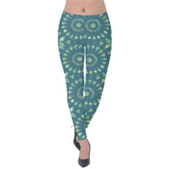 Kaleidoscope Hunter Green Velvet Leggings by Mazipoodles