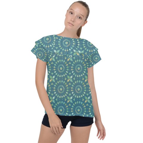 Kaleidoscope Hunter Green Ruffle Collar Chiffon Blouse by Mazipoodles