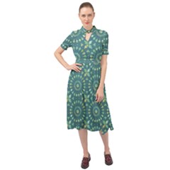 Kaleidoscope Hunter Green Keyhole Neckline Chiffon Dress by Mazipoodles