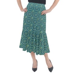 Kaleidoscope Hunter Green Midi Mermaid Skirt by Mazipoodles