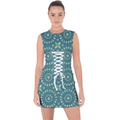 Kaleidoscope Hunter Green Lace Up Front Bodycon Dress by Mazipoodles