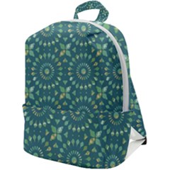 Kaleidoscope Hunter Green Zip Up Backpack by Mazipoodles