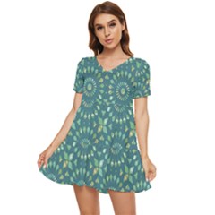 Kaleidoscope Hunter Green Tiered Short Sleeve Babydoll Dress by Mazipoodles