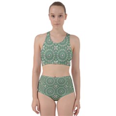 Kaleidoscope Peaceful Green Racer Back Bikini Set by Mazipoodles