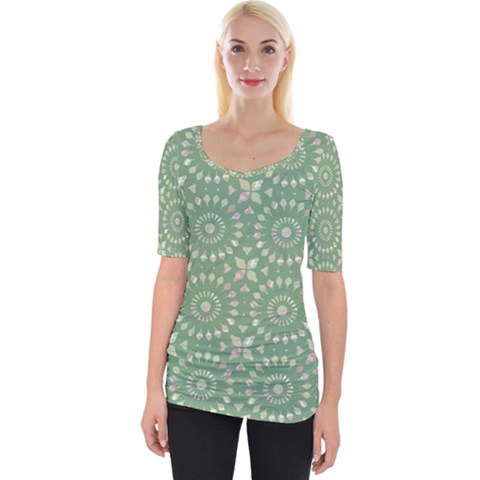 Kaleidoscope Peaceful Green Wide Neckline Tee by Mazipoodles