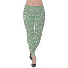 Kaleidoscope Peaceful Green Velvet Leggings by Mazipoodles