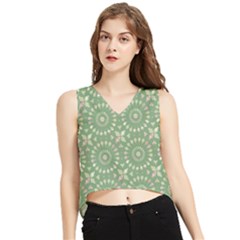 Kaleidoscope Peaceful Green V-neck Cropped Tank Top by Mazipoodles