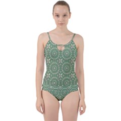 Kaleidoscope Peaceful Green Cut Out Top Tankini Set by Mazipoodles