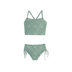 Kaleidoscope Peaceful Green Girls  Tankini Swimsuit by Mazipoodles