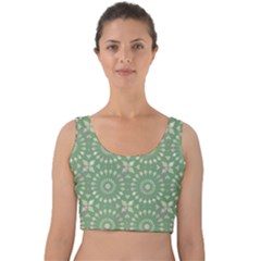 Kaleidoscope Peaceful Green Velvet Crop Top by Mazipoodles