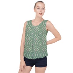 Kaleidoscope Peaceful Green Bubble Hem Chiffon Tank Top by Mazipoodles