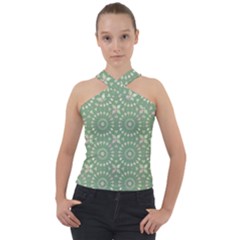 Kaleidoscope Peaceful Green Cross Neck Velour Top by Mazipoodles