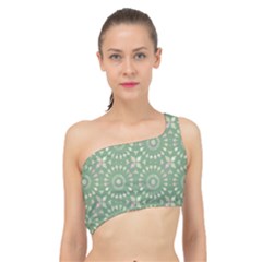 Kaleidoscope Peaceful Green Spliced Up Bikini Top  by Mazipoodles