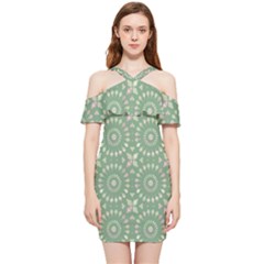 Kaleidoscope Peaceful Green Shoulder Frill Bodycon Summer Dress by Mazipoodles