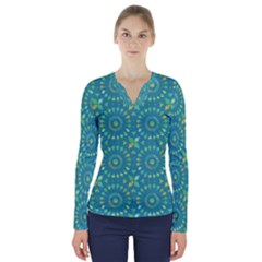 Kaleidoscope Jericho Jade V-neck Long Sleeve Top by Mazipoodles