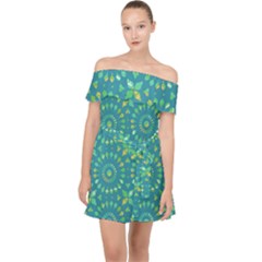 Kaleidoscope Jericho Jade Off Shoulder Chiffon Dress