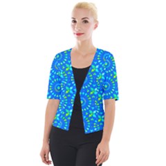 Kaleidoscope Blue Cropped Button Cardigan by Mazipoodles