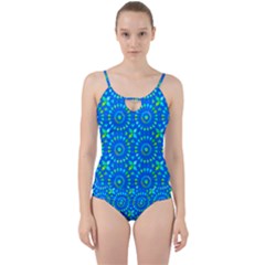 Kaleidoscope Blue Cut Out Top Tankini Set by Mazipoodles