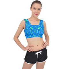 Kaleidoscope Blue V-back Sports Bra