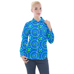 Kaleidoscope Blue Women s Long Sleeve Pocket Shirt