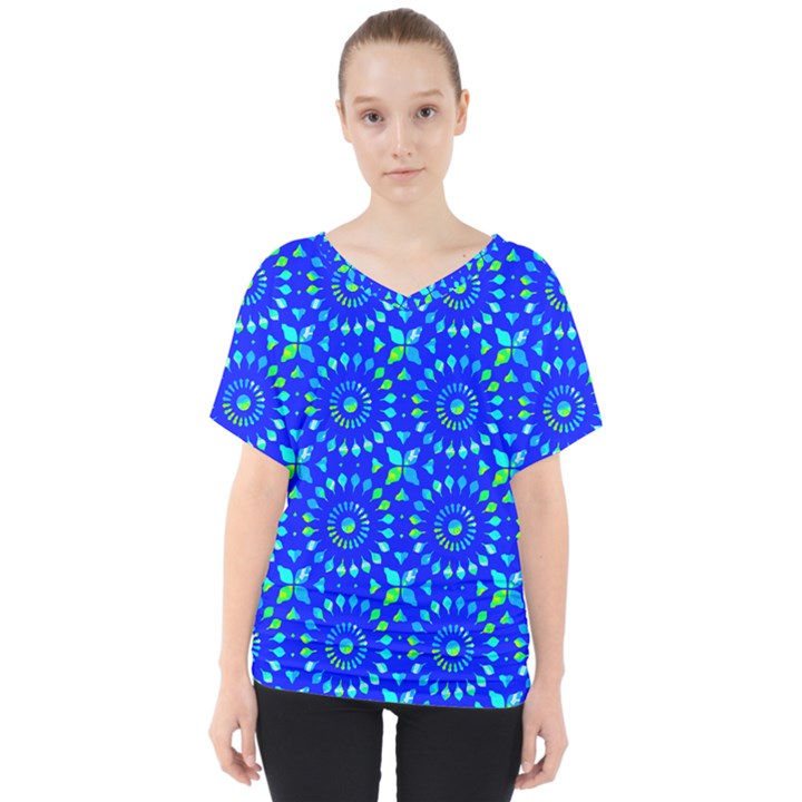 Kaleidoscope Royal Blue V-Neck Dolman Drape Top