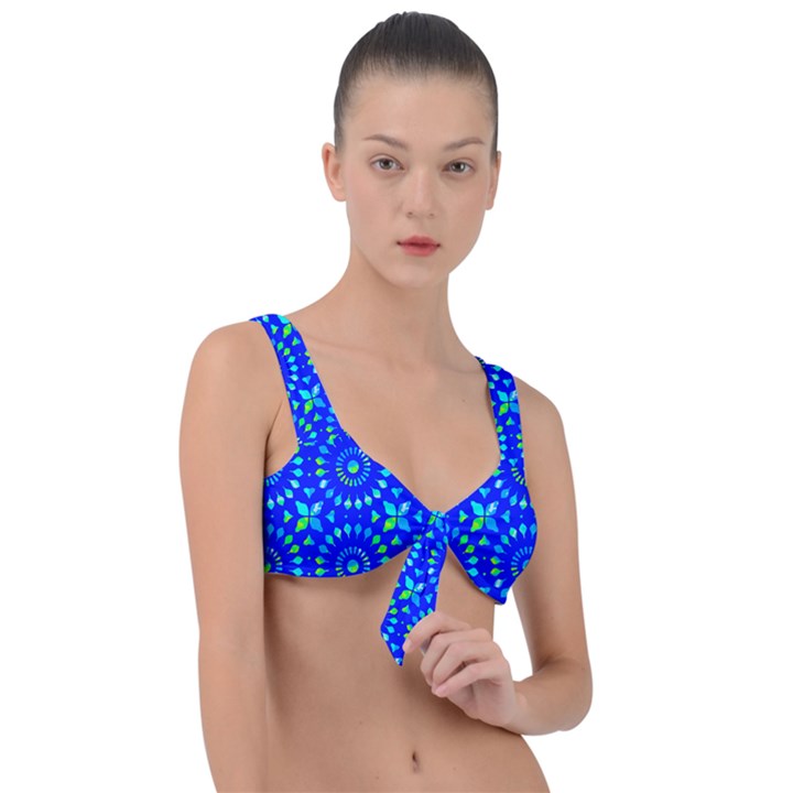 Kaleidoscope Royal Blue Front Tie Bikini Top