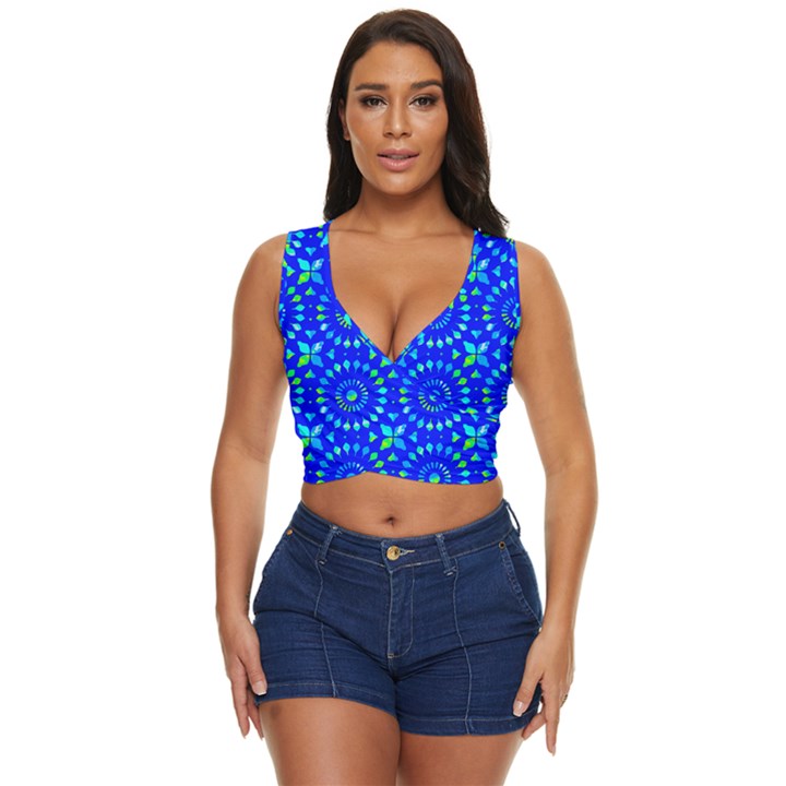 Kaleidoscope Royal Blue Women s Sleeveless Wrap Top