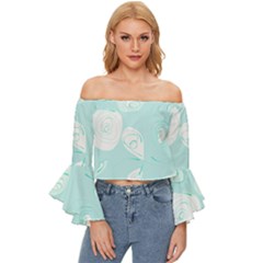 Fish 121 Off Shoulder Flutter Bell Sleeve Top