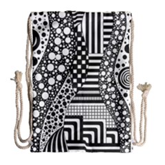 Black And White Design Drawstring Bag (large) by gasi