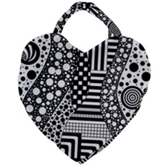 Black And White Design Giant Heart Shaped Tote by gasi