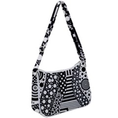 Black And White Design Zip Up Shoulder Bag by gasi