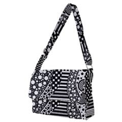 Black And White Design Full Print Messenger Bag (m) by gasi