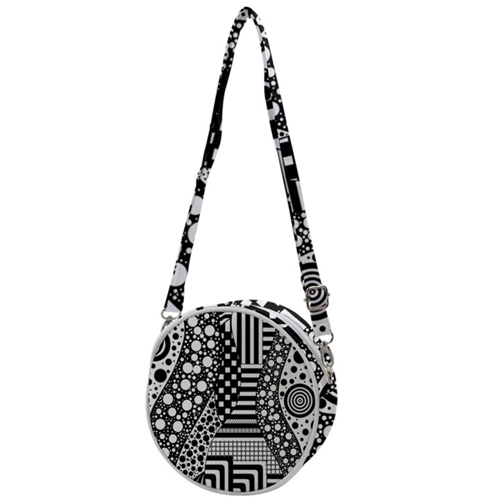 Black and white design Crossbody Circle Bag