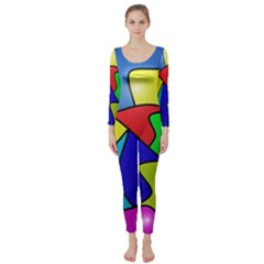 Colorful Abstract Art Long Sleeve Catsuit by gasi